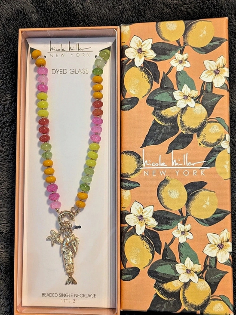 Nicole Miller New York Dyed Glass Beaded Single Necklace with Fish and Starfish